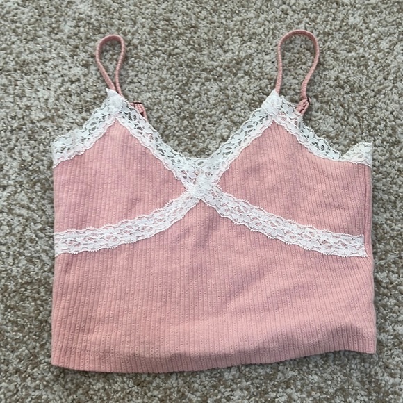 Aeropostale Tops - Pink/White lace Cami/Crop